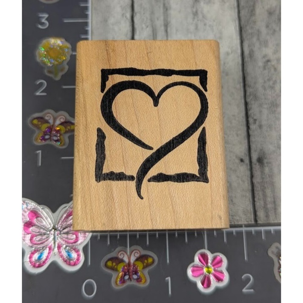DeNami Design Heart Love Framed Rubber Stamp Wood #M93
